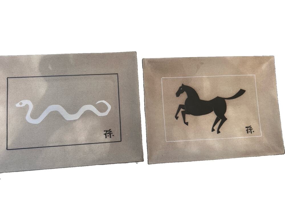 Hand-glazed ceramic rectangular border framing the serpent & Horse artwork Japan